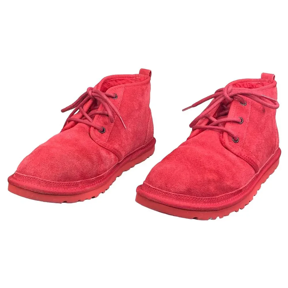 UGG Mens Neumel Red Suede Lace Up Winter Chukka Boots Size US 9